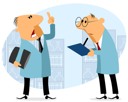 illustration of a two scientist talkingのイラスト素材