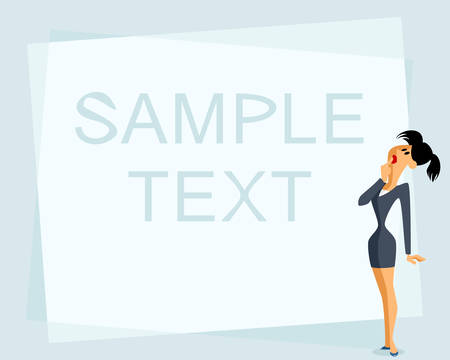 illustration of a businesswoman near bannerのイラスト素材