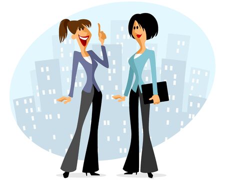 illustration of a two businesswomen speakingのイラスト素材