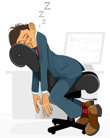 Vector illustration of a businessman falls asleepのイラスト素材