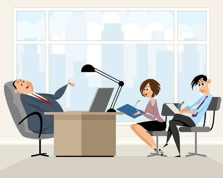 Vector illustration of a workers in chief's officeのイラスト素材