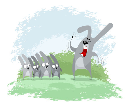 Vector illustration of a hare trains childrenのイラスト素材