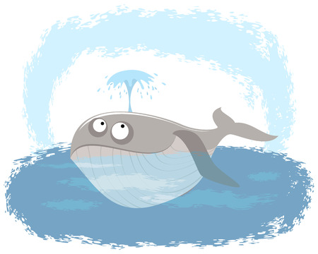 Vector illustration of a funny whale in oceanのイラスト素材
