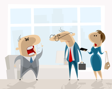 Vector illustration of angry boss and employeesのイラスト素材