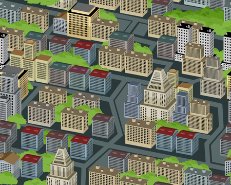 Vector illustration of city view from the topのイラスト素材