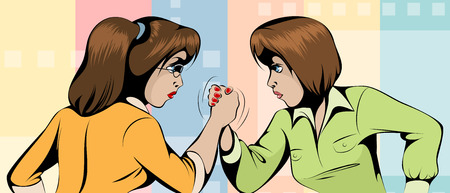 Vector illustration of a fight between two womenのイラスト素材