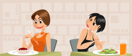 Vector illustration of envy of woman on dietのイラスト素材
