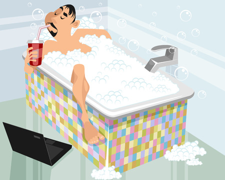 Vector illustration of a man in a bathのイラスト素材
