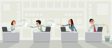 Vector illustration of useless paperwork in the officeのイラスト素材