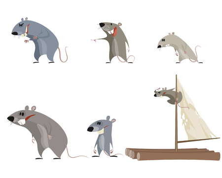 A Vector illustration of a set of six rodents isolated on plain background.のイラスト素材