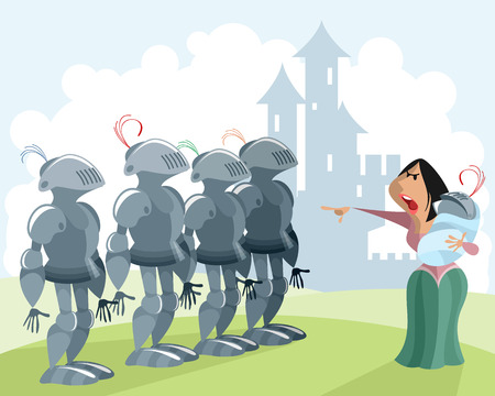 Vector illustration of knights and woman with babyのイラスト素材