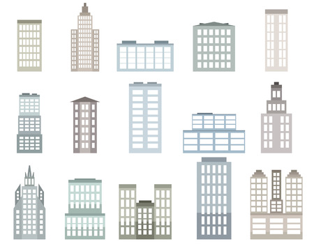 Vector illustration of set of different buildingsのイラスト素材
