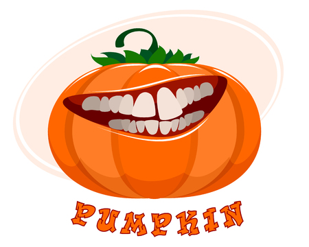 Vector illustration of funny pumpkin on whiteのイラスト素材