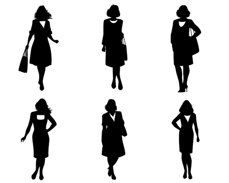 Vector illustration of elegant women silhouettes setのイラスト素材
