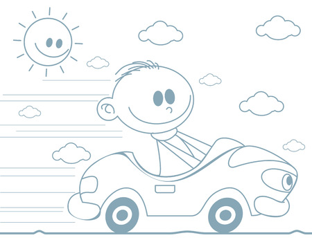 Vector illustration of a boy in a carのイラスト素材