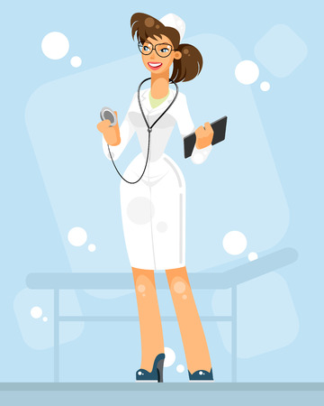 Vector illustration of a portrait of a doctor womanのイラスト素材
