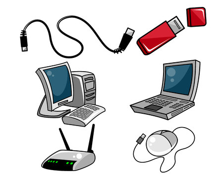 Vector illustration of computer equipment on white backgroundのイラスト素材