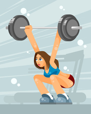 Vector illustration of a female weight lifterのイラスト素材