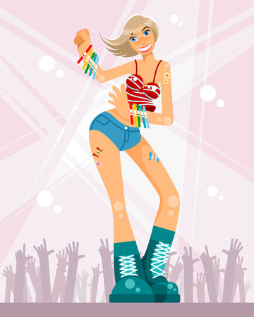 Vector illustration of a girl at a concertのイラスト素材