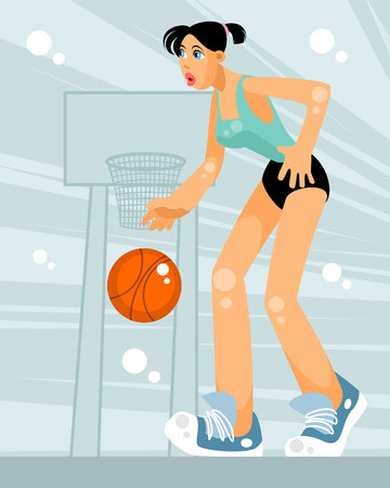 Vector illustration of a female basketball playerのイラスト素材