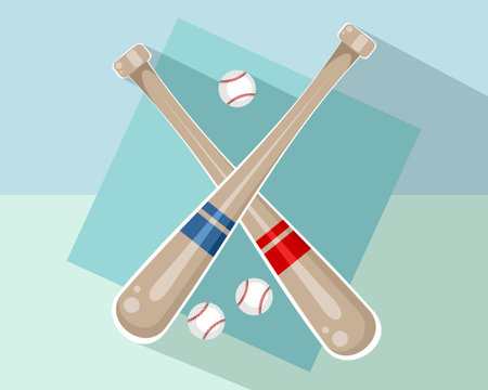 Vector illustration of baseball bats and ballsのイラスト素材