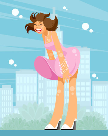 Vector illustration of a woman in a pink dressのイラスト素材