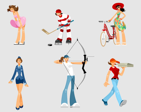 Vector illustration of a set of different womenのイラスト素材