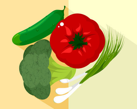 Vector illustration of vegetables and green onionsのイラスト素材