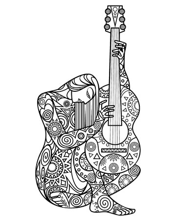 Vector illustration of a girl with a guitarのイラスト素材