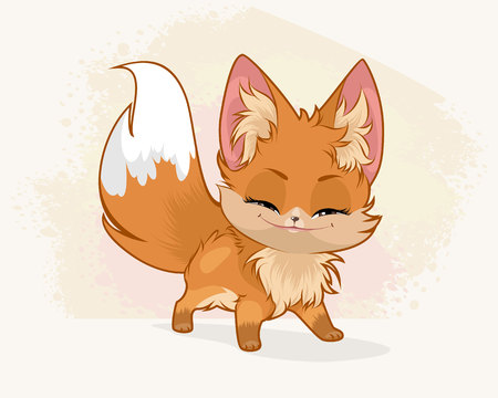 Vector illustration of a cute little foxのイラスト素材