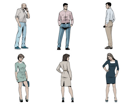 Vector illustration of men and women on white backgroundのイラスト素材