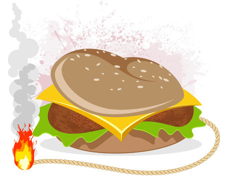 Vector illustration of a hamburger with a wickのイラスト素材