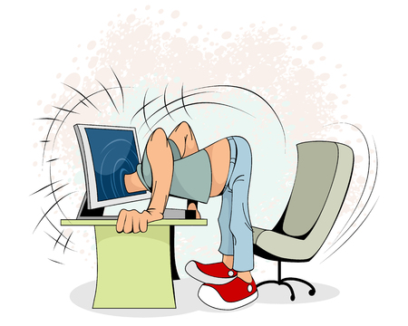 Vector illustration of man at a computerのイラスト素材
