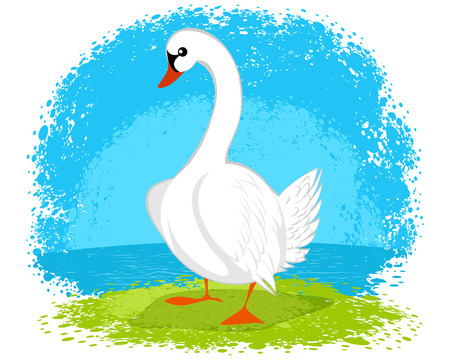 Vector illustration of a goose on background of natureのイラスト素材