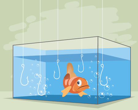 Vector illustration of one fish in an aquariumのイラスト素材