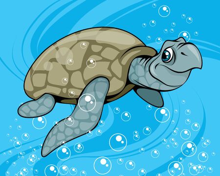 Vector illustration of a cartoon waterfowl turtleのイラスト素材