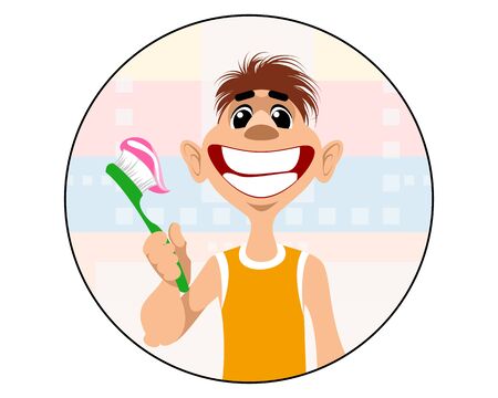 Vector illustration of a boy brushing his teethのイラスト素材