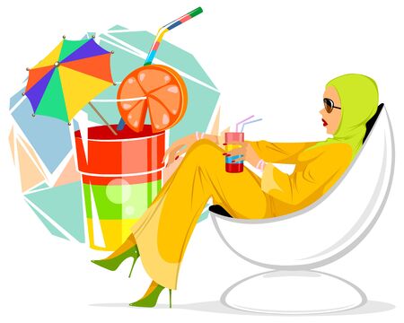 Vector illustration of an elegant woman with a cocktailのイラスト素材