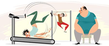 Vector illustration of beginners in the gymのイラスト素材