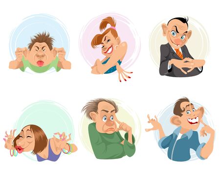 Vector illustration of a set of six portraitsのイラスト素材