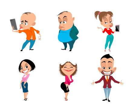 Vector illustration of a set of six funny peopleのイラスト素材