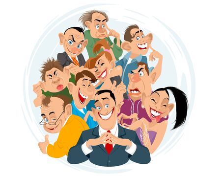 Vector illustration of a portrait of a friendly teamのイラスト素材