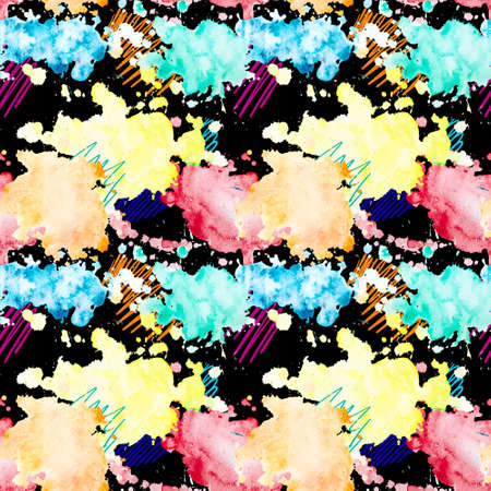 Seamless pattern. Watercolor splashes. Multicolored blotsの写真素材