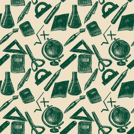 Back to school seamless hand drawn pattern.の写真素材