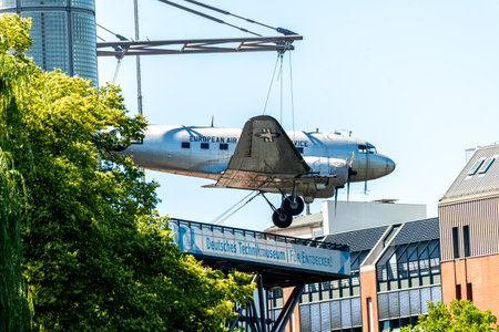 Berlin, Berlin/Germany - 07.23.2018: The German Museum of Technology with airplane on the facade in Berlin Kreuzbergのeditorial素材