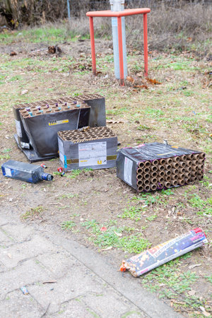 Several burned down fireworks batteries on the road to Sylverster.