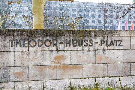 Berlin, Berlin / Germany - 23.03.2019: The Wall Boundary of Theodor-Heuss-Platz with the Writingのeditorial素材