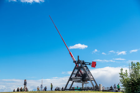 Prague, Capital City of Prague - Czech Republic - 09-18-2022: The iconic Metronome in Letna Park, a prominent symbol and popular gathering spot in Pragueのeditorial素材