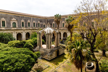 Gothic Pavilion in San Nicola Courtyard Cataniaの写真素材