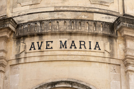 Inscription on Church Facade in Cataniaの写真素材